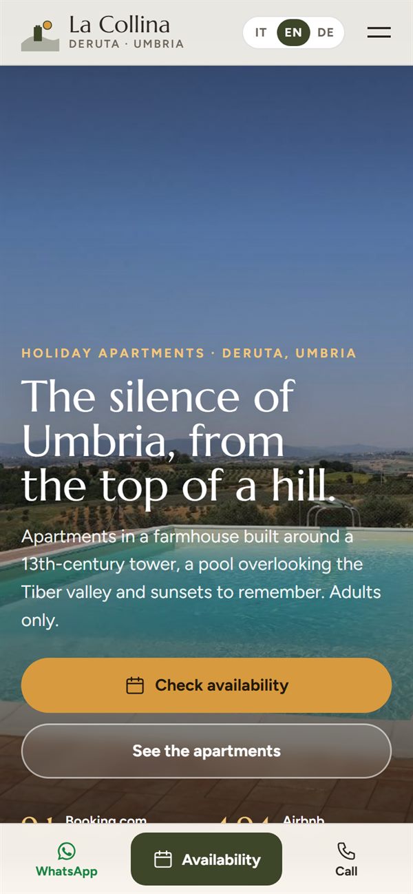 Il sito della casa vacanze La Collina su telefono
