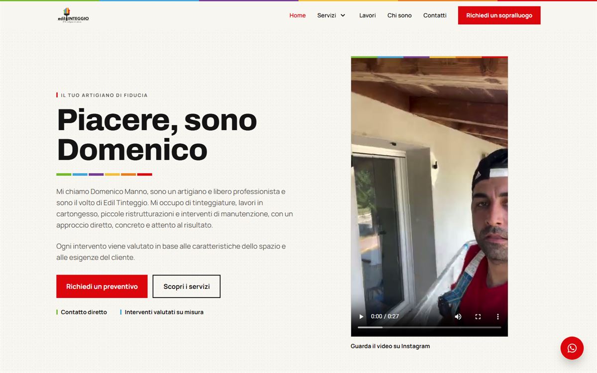 La home page del sito Edil Tinteggio su computer