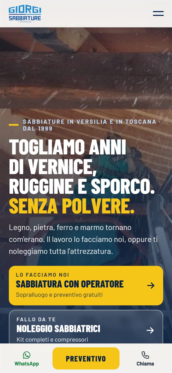 Il sito di Giorgi Sabbiature su telefono